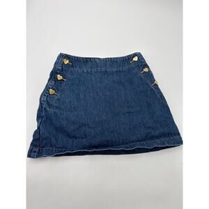 Old Navy Girls Denim Skort Size 8 Blue Heart Button Front Elastic Waist